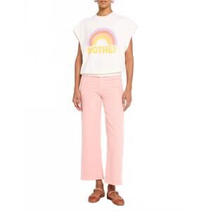 NEW MOTHER mid rise maven ankle fray jeans in long time no candlelight peach